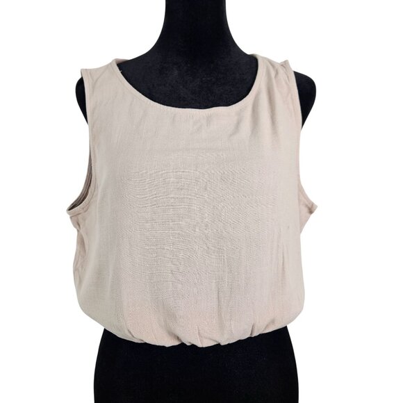 Anrabess Womens 2 Pc Crop Top & Wide Leg Pants Linen Jumpsuit Set Size M Casual - Picture 5 of 13